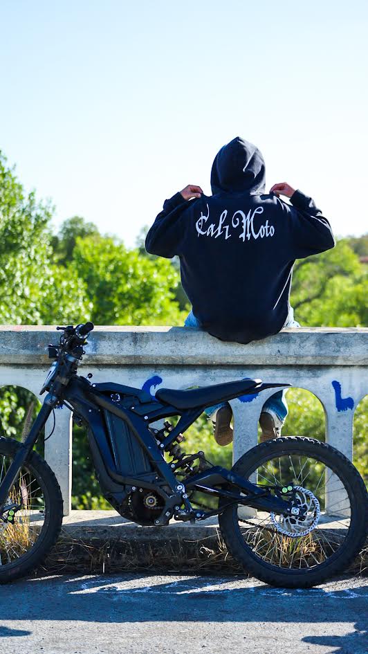 Cal1Moto- Washed Black Hoodie (100%Cotton)