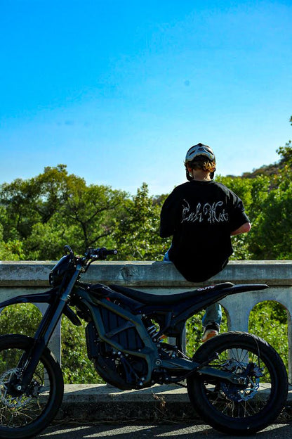 LIMITED EDITION ONLY 50-Cal1Moto-Black-Oversized-T-Shirt-Chrome Logo (100% Cotton)
