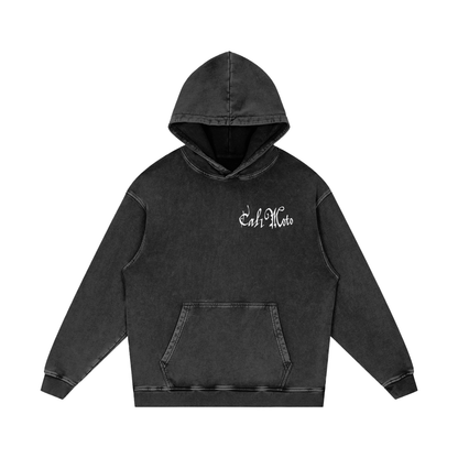 Cal1Moto- Washed Black Hoodie (100%Cotton)