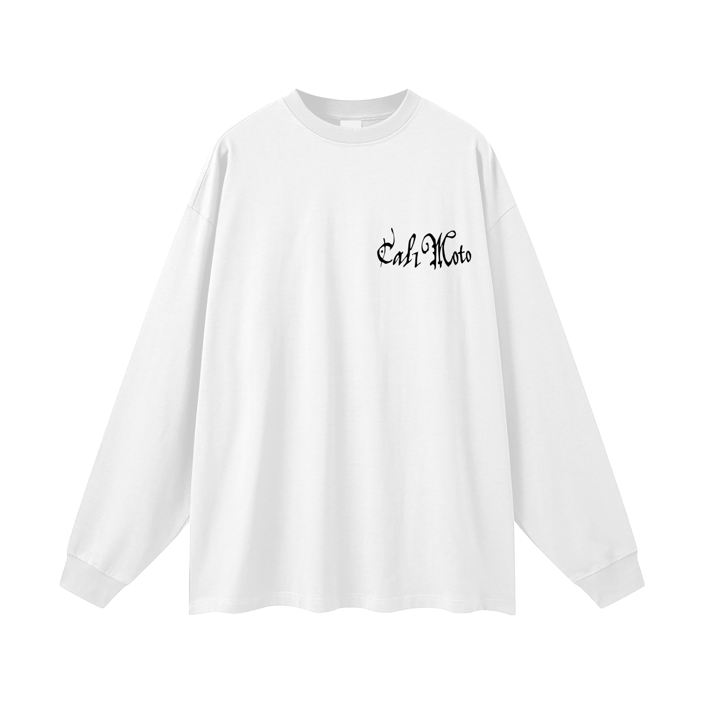 Cal1Moto-(white) Oversized Long Sleeve T-Shirt-100%Cotton