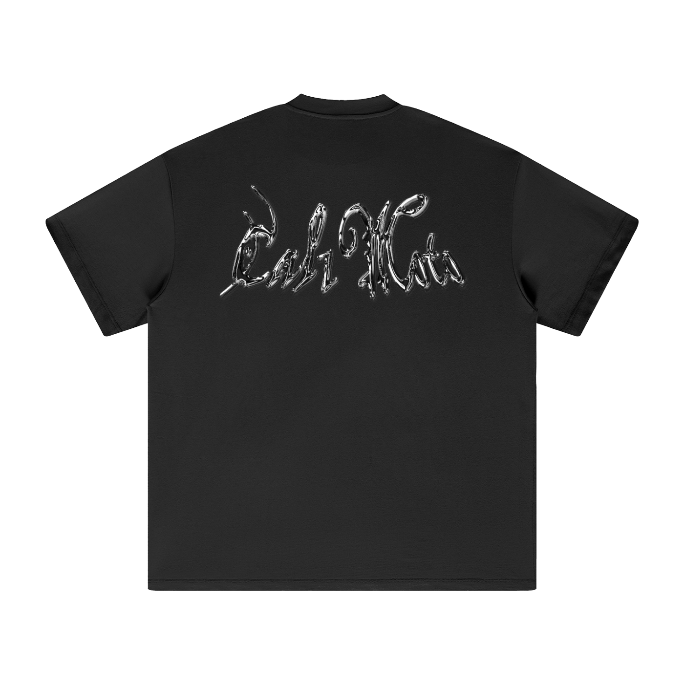 LIMITED EDITION ONLY 50-Cal1Moto-Black-Oversized-T-Shirt-Chrome Logo (100% Cotton)