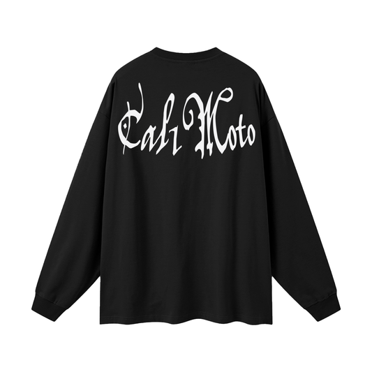 Cal1Moto-(Black)Oversized Long Sleeve T-Shirt-100% Cotton