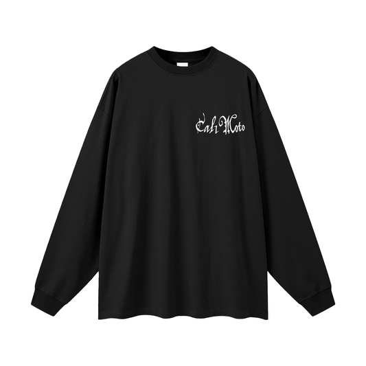 Cal1Moto-(Black)Oversized Long Sleeve T-Shirt-100% Cotton